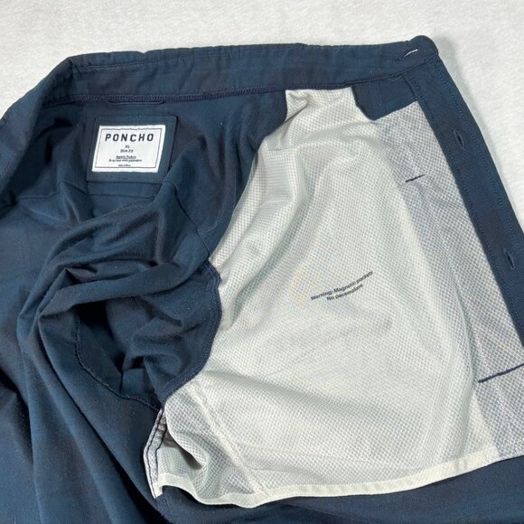 Poncho Flannel Shirt XL Slim Fit Blue Plaid Long Sleeve Button Up Fishing Casual - Picture 9 of 9